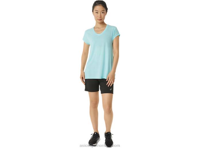 top de mujer con cuello en v jaspeado Asics 4L683403 brezo azul claro