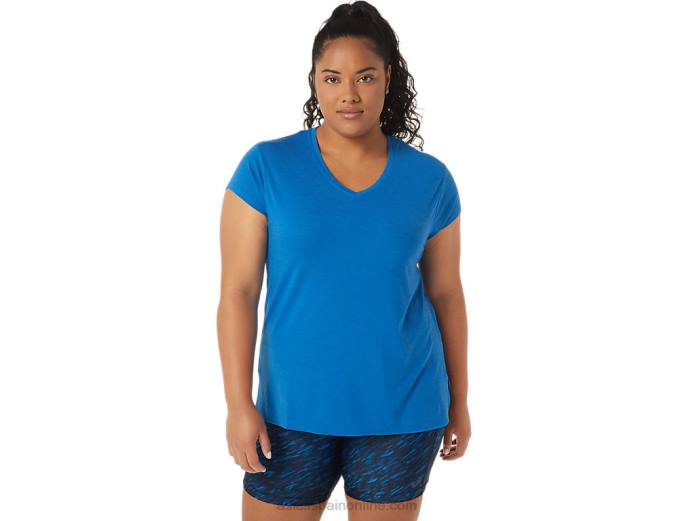top de mujer con cuello en v jaspeado Asics 4L683410 lago drive brezo