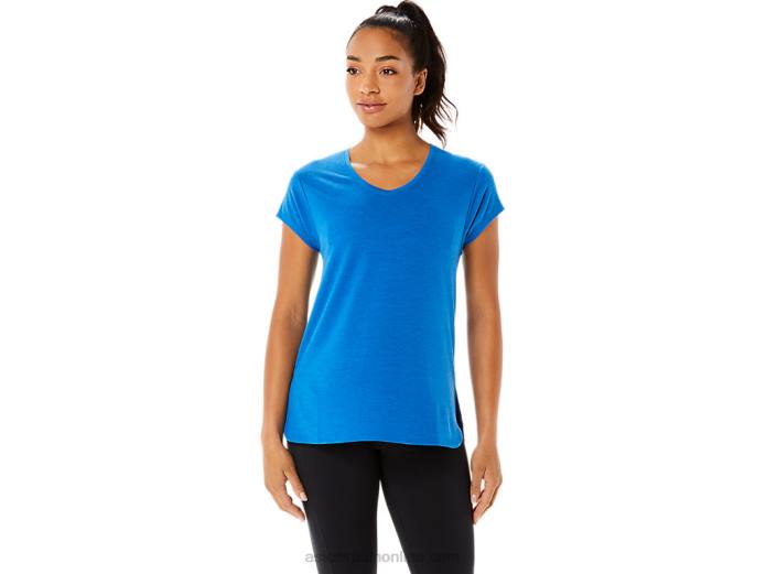 top de mujer con cuello en v jaspeado Asics 4L683410 lago drive brezo