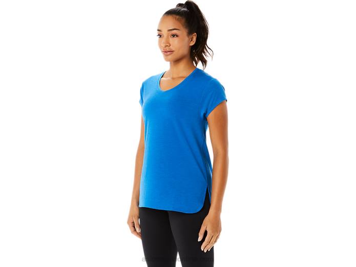 top de mujer con cuello en v jaspeado Asics 4L683410 lago drive brezo