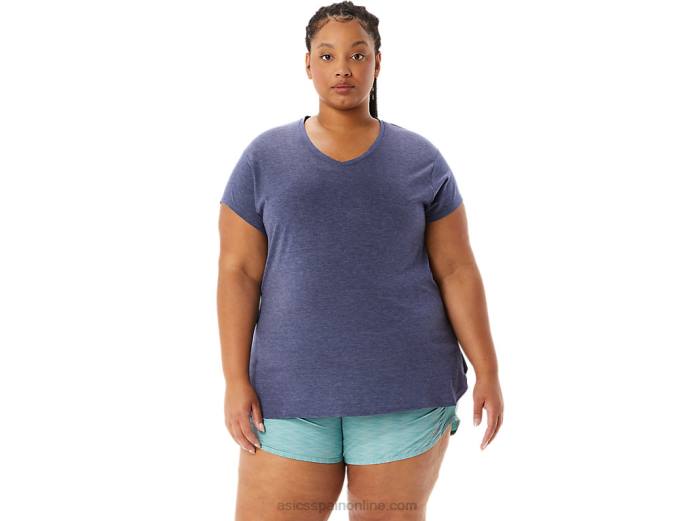 top de mujer con cuello en v jaspeado Asics 4L683921 brezo chaquetón