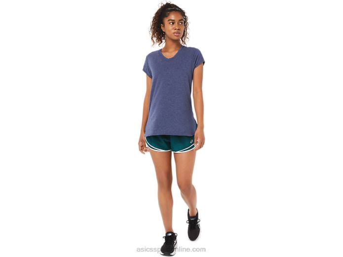 top de mujer con cuello en v jaspeado Asics 4L683921 brezo chaquetón