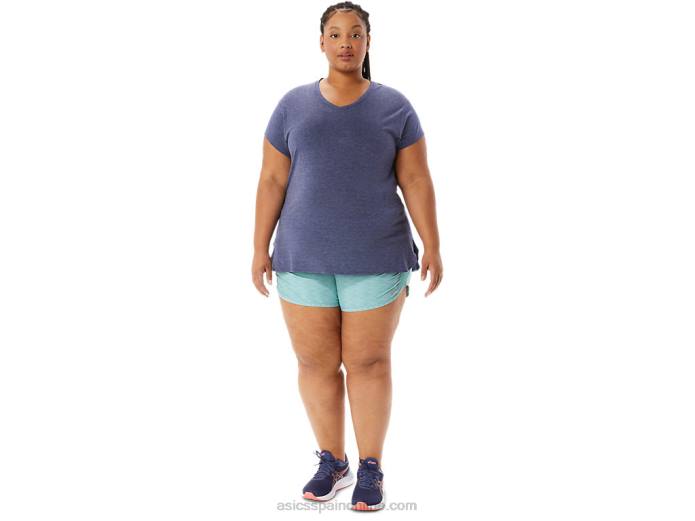 top de mujer con cuello en v jaspeado Asics 4L683921 brezo chaquetón