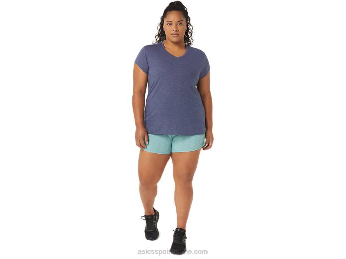 top de mujer con cuello en v jaspeado Asics 4L683921 brezo chaquetón