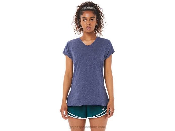 top de mujer con cuello en v jaspeado Asics 4L683921 brezo chaquetón