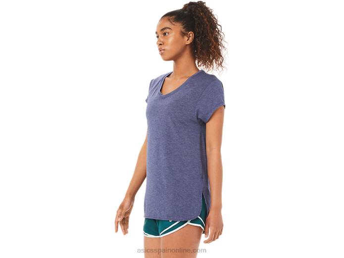 top de mujer con cuello en v jaspeado Asics 4L683921 brezo chaquetón