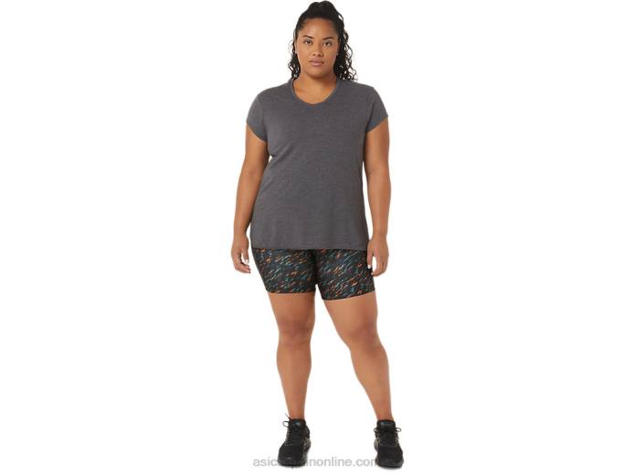 top de mujer con cuello en v jaspeado Asics 4L684092 brezo gris oscuro