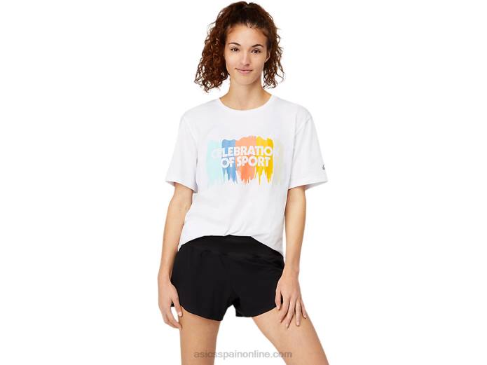 top gráfico de manga corta Asics 4L681756 blanco brillante