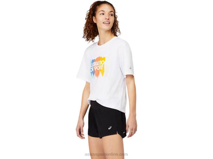 top gráfico de manga corta Asics 4L681756 blanco brillante