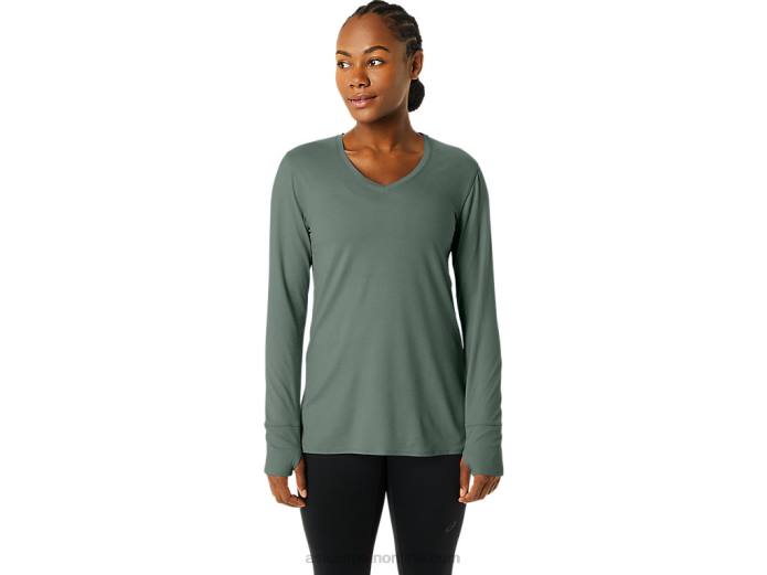 top jaspeado de manga larga para mujer Asics 4L682176 hiedra brezo