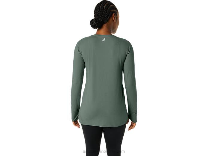 top jaspeado de manga larga para mujer Asics 4L682176 hiedra brezo