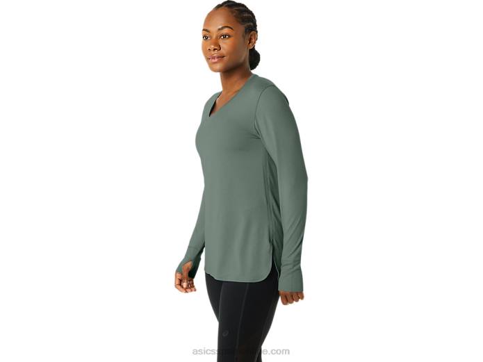 top jaspeado de manga larga para mujer Asics 4L682176 hiedra brezo