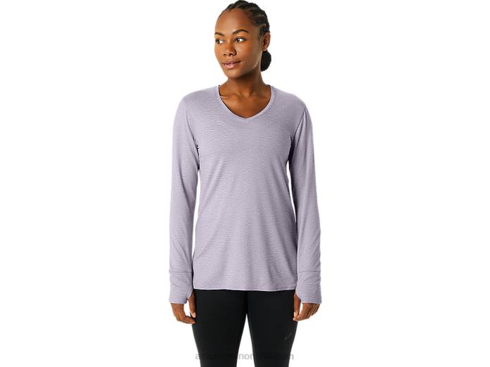 top jaspeado de manga larga para mujer Asics 4L682304 brezo violeta anochecer
