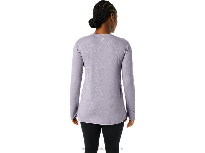 top jaspeado de manga larga para mujer Asics 4L682304 brezo violeta anochecer