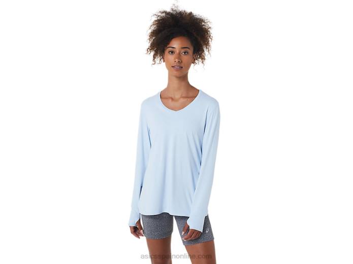 top jaspeado de manga larga para mujer Asics 4L682723 cielo suave brezo