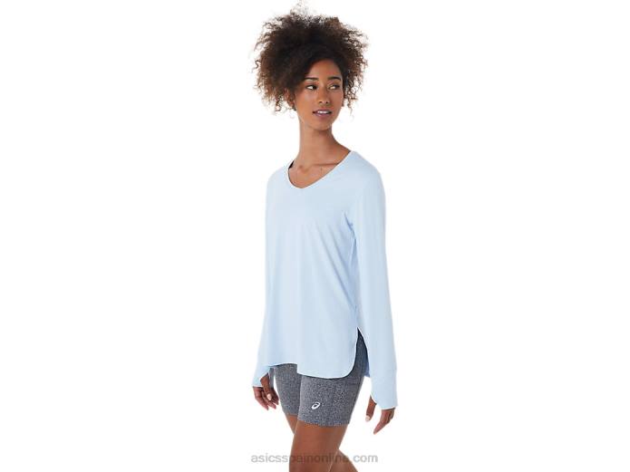 top jaspeado de manga larga para mujer Asics 4L682723 cielo suave brezo