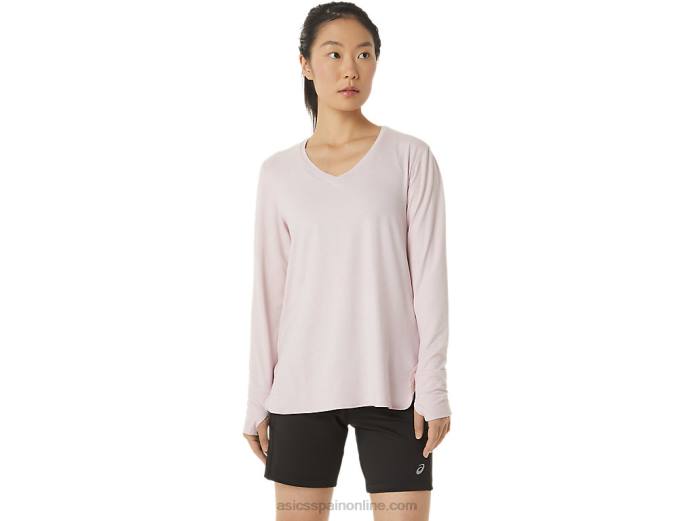 top jaspeado de manga larga para mujer Asics 4L683273 apenas rosa brezo