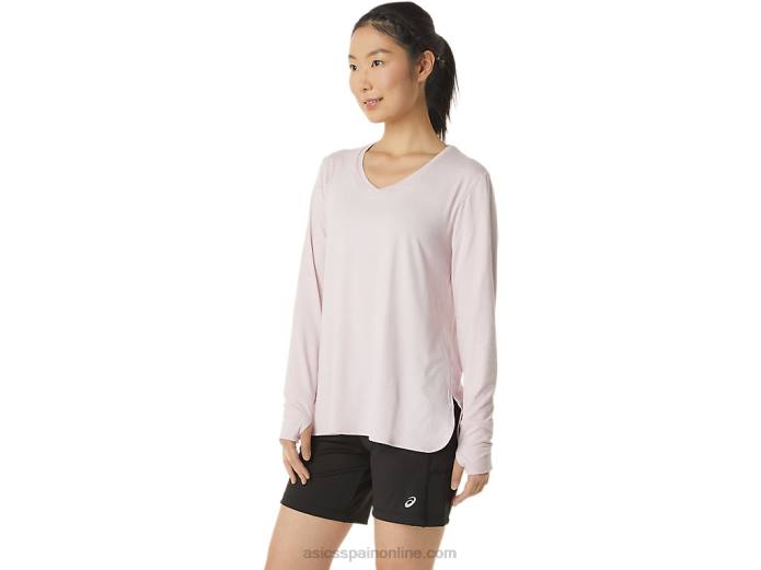 top jaspeado de manga larga para mujer Asics 4L683273 apenas rosa brezo