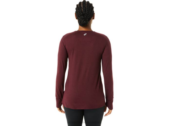 top jaspeado de manga larga para mujer Asics 4L683700 Brezo profundo de Marte