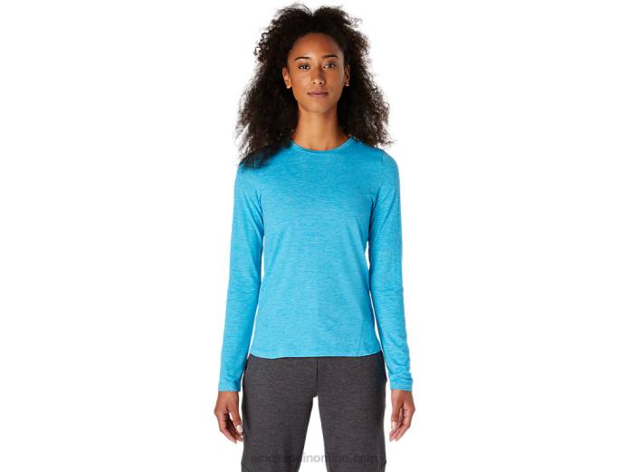 top jaspeado de manga larga para mujer Asics 4L684117 agua digital