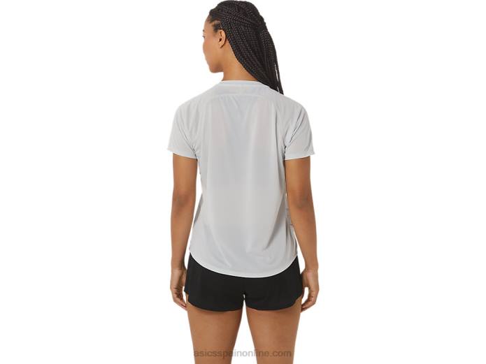 top ligero de manga corta cj-line para mujer Asics 4L682329 gris glaciar/rojo eléctrico