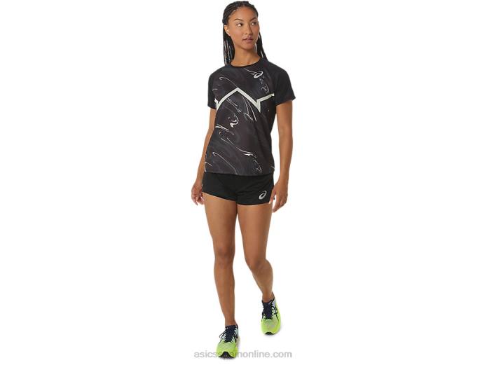 top ligero de manga corta cj-line para mujer Asics 4L682337 rendimiento negro/verde susurro
