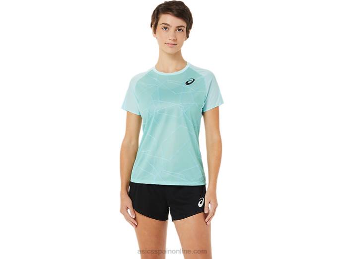 top ligero de manga corta para mujer Asics 4L683263 azul claro