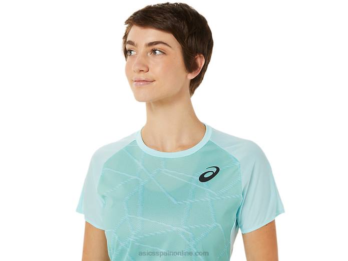 top ligero de manga corta para mujer Asics 4L683263 azul claro