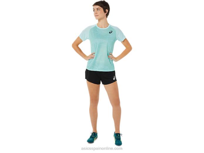 top ligero de manga corta para mujer Asics 4L683263 azul claro
