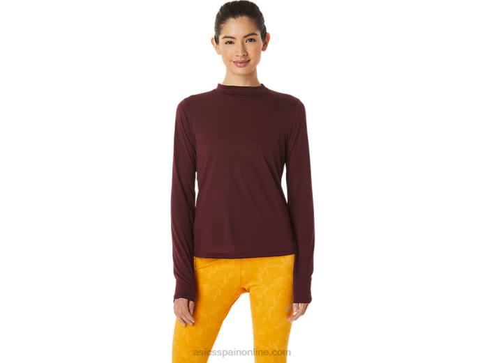 top runkoyo de manga larga con cuello simulado para mujer Asics 4L682754 marte profundo