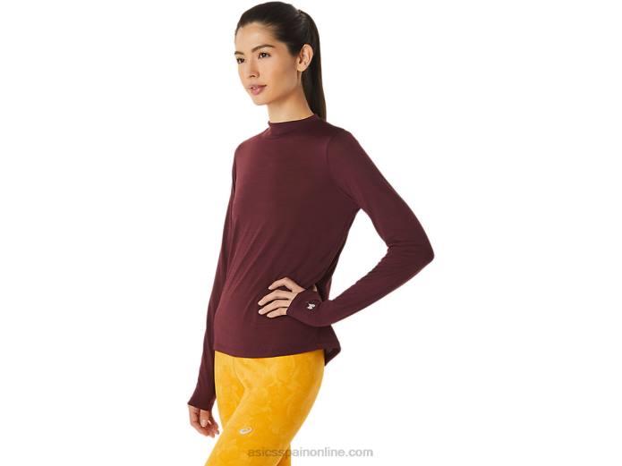 top runkoyo de manga larga con cuello simulado para mujer Asics 4L682754 marte profundo