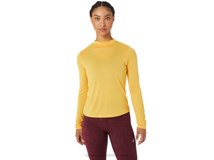 top runkoyo de manga larga con cuello simulado para mujer Asics 4L682802 tigre amarillo