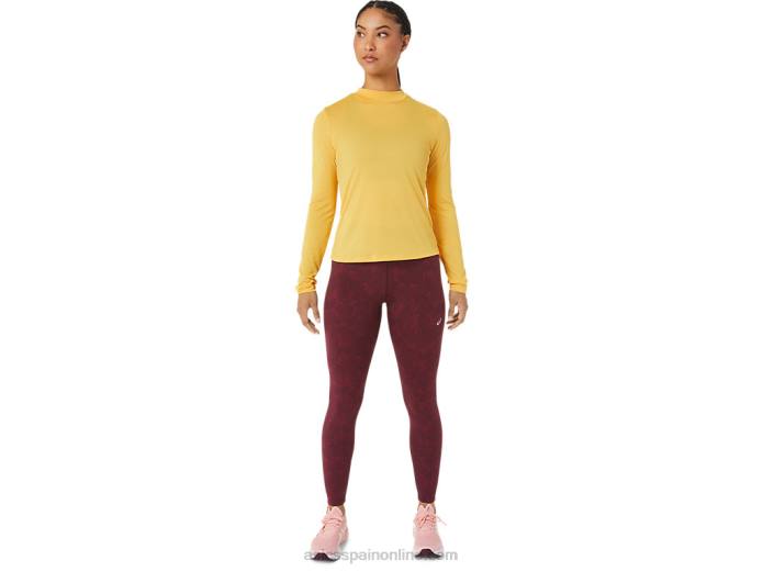 top runkoyo de manga larga con cuello simulado para mujer Asics 4L682802 tigre amarillo