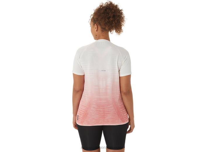 top sin costuras de manga corta para mujer Asics 4L682441 crema/papaya
