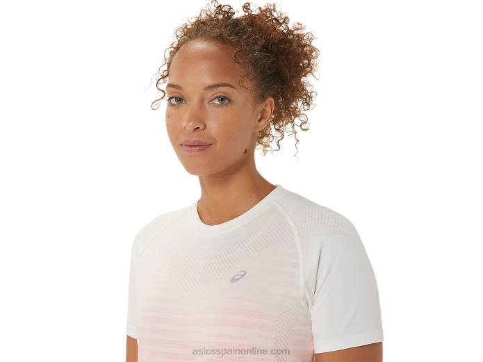 top sin costuras de manga corta para mujer Asics 4L682441 crema/papaya