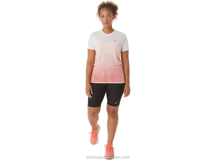 top sin costuras de manga corta para mujer Asics 4L682441 crema/papaya