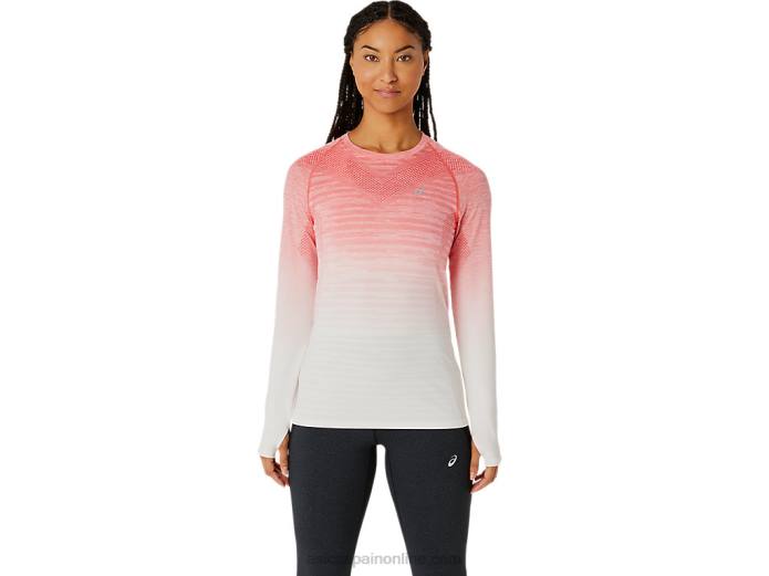 top sin costuras de manga larga para mujer Asics 4L682210 crema/papaya