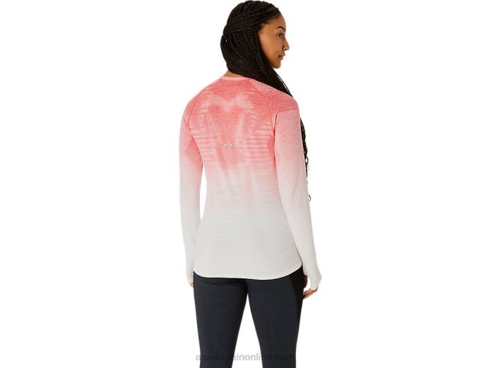 top sin costuras de manga larga para mujer Asics 4L682210 crema/papaya