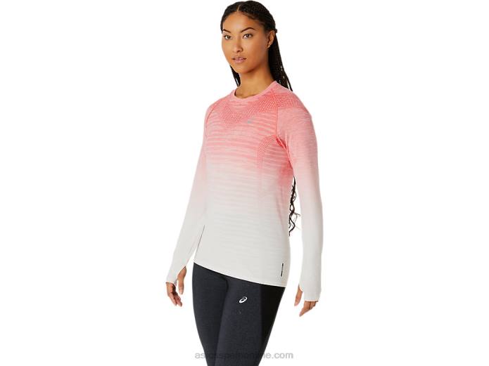 top sin costuras de manga larga para mujer Asics 4L682210 crema/papaya