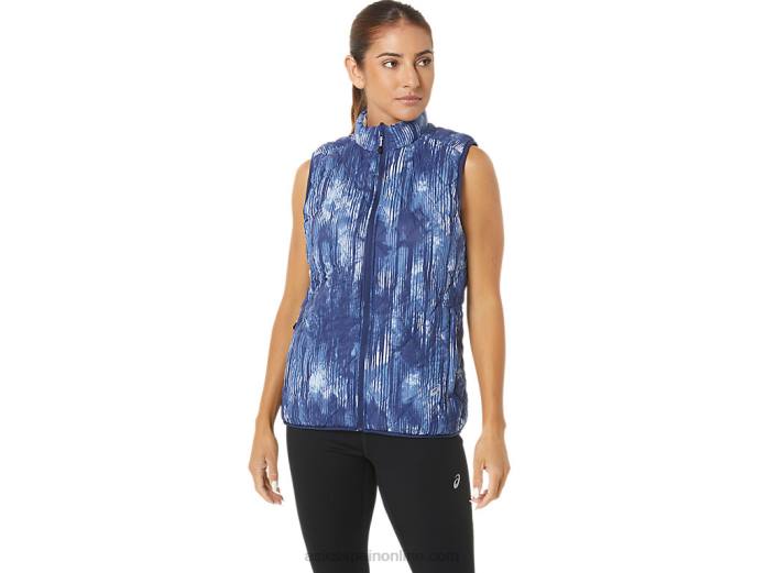 chaleco con aislamiento inverso para mujer Asics 4L682758 grand shark tie die/cielo suave