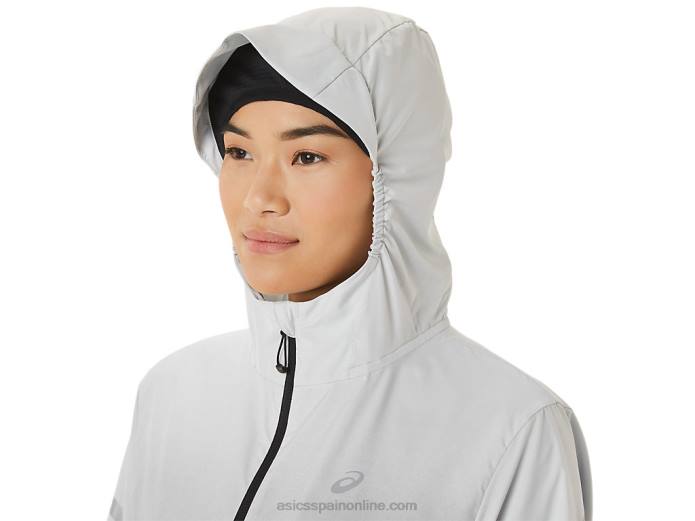 chaqueta de mujer lite-show Asics 4L682785 gris glaciar/negro rendimiento