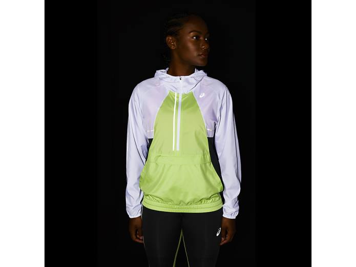 chaqueta de mujer lite-show Asics 4L683270 blanco brillante/verde lima