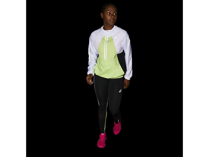 chaqueta de mujer lite-show Asics 4L683270 blanco brillante/verde lima