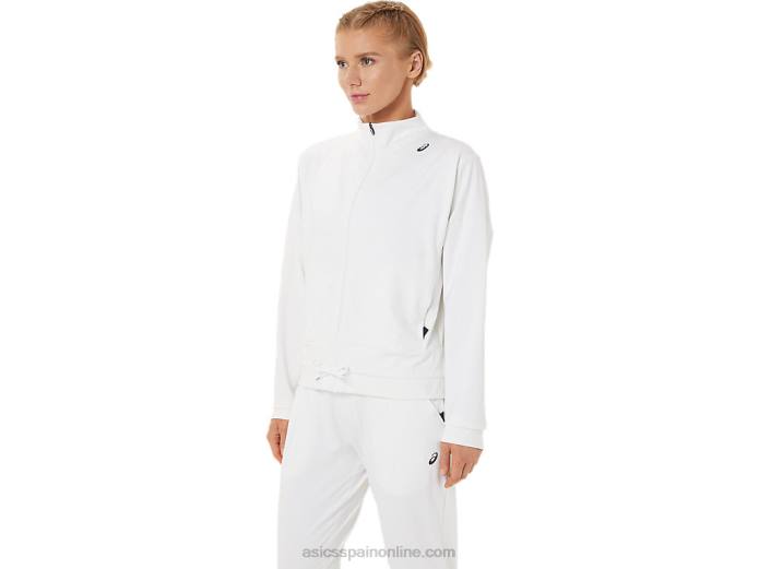 chaqueta de tenis de mujer Asics 4L683286 blanco brillante/negro