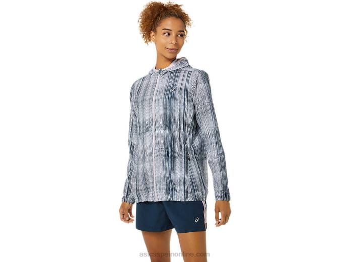 chaqueta gráfica confeccionada para mujer Asics 4L683480 estampado azul francés/rosa apenas
