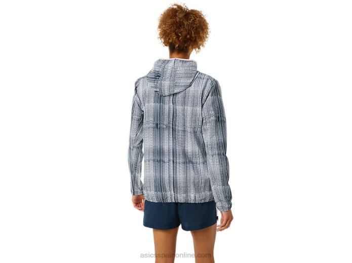 chaqueta gráfica confeccionada para mujer Asics 4L683480 estampado azul francés/rosa apenas