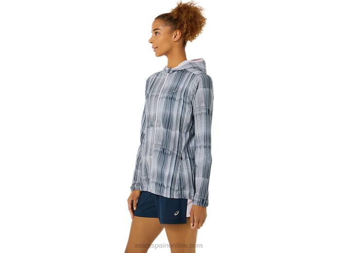 chaqueta gráfica confeccionada para mujer Asics 4L683480 estampado azul francés/rosa apenas