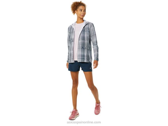chaqueta gráfica confeccionada para mujer Asics 4L683480 estampado azul francés/rosa apenas