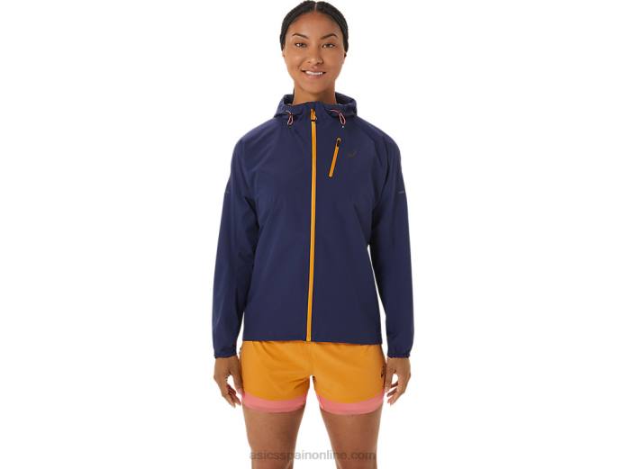 chaqueta impermeable mujer fujitrail Asics 4L682535 azul índigo/tormenta de arena