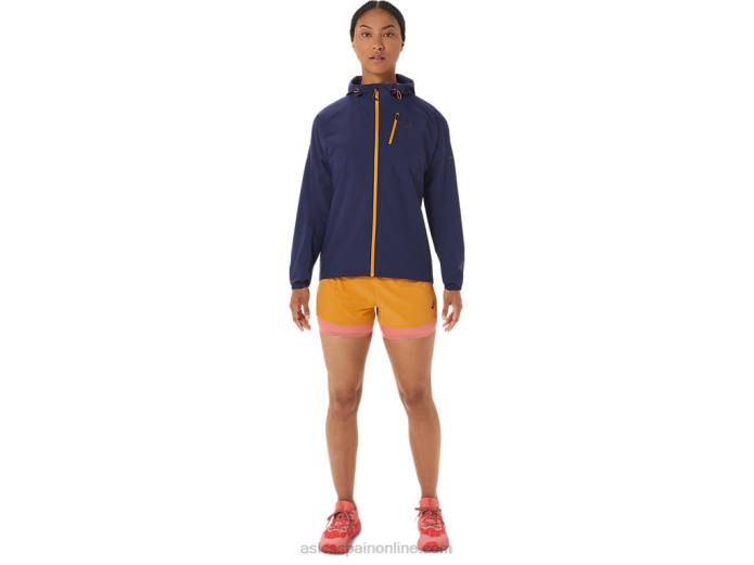 chaqueta impermeable mujer fujitrail Asics 4L682535 azul índigo/tormenta de arena